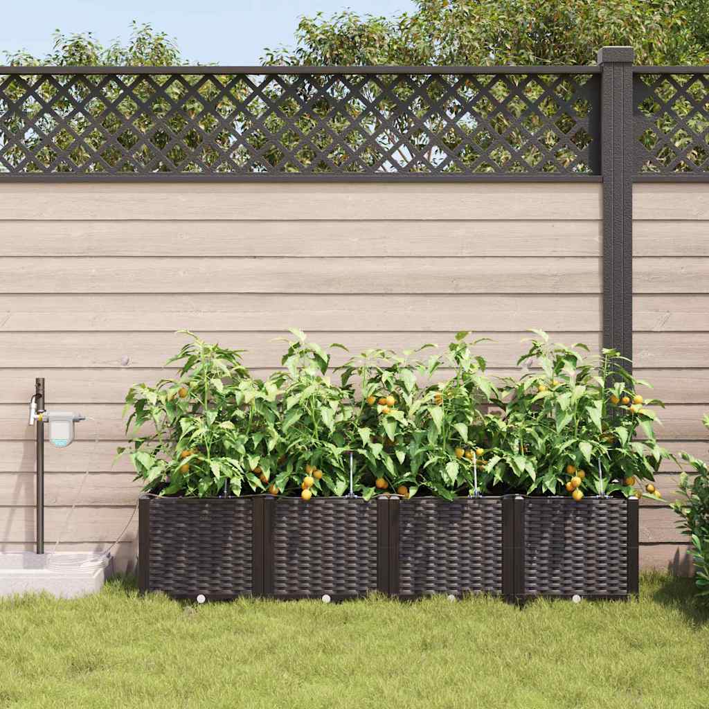 Vaso da giardino 4 pz Marrone 160 x 40 x 37,5 cm PP