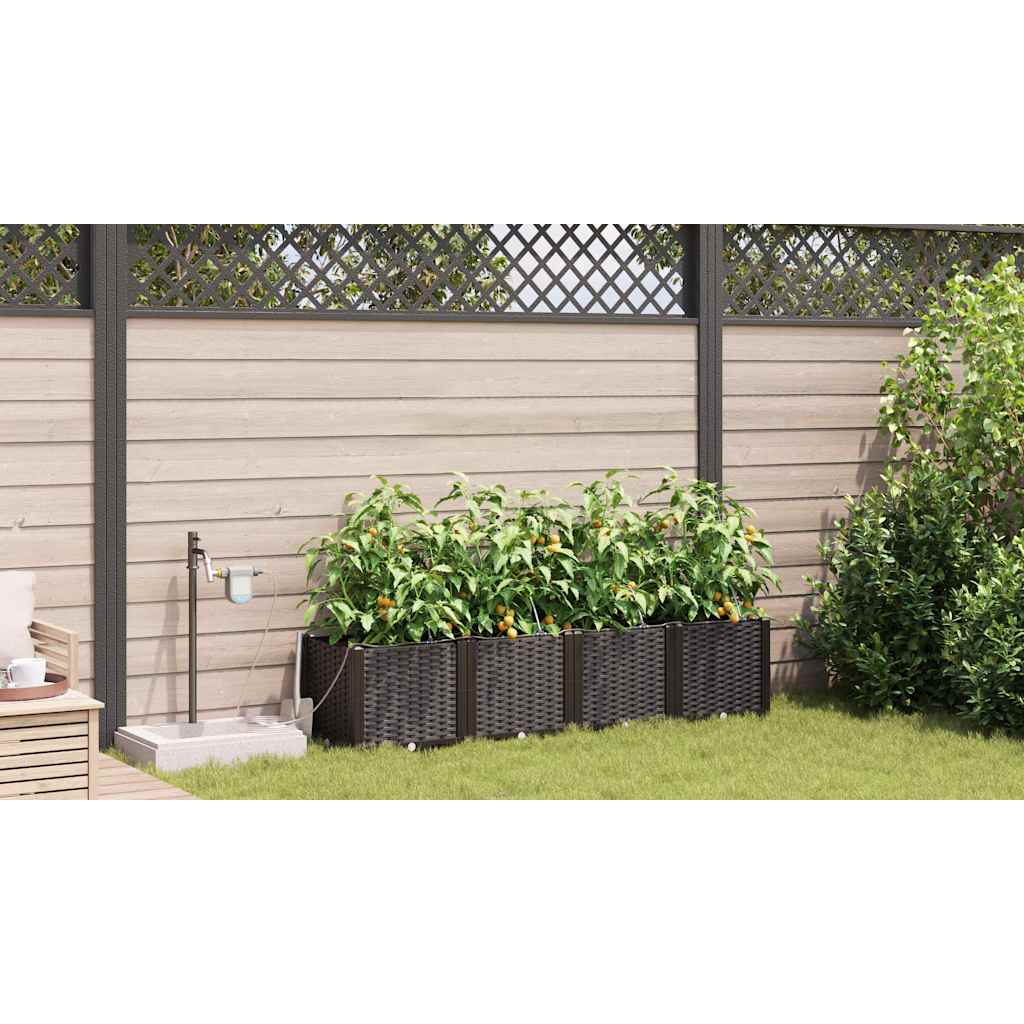 Vaso da giardino 4 pz Marrone 160 x 40 x 37,5 cm PP