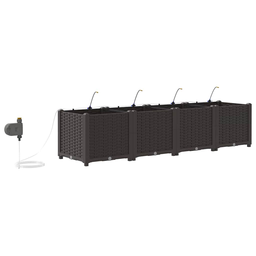 Vaso da giardino 4 pz Marrone 160 x 40 x 37,5 cm PP