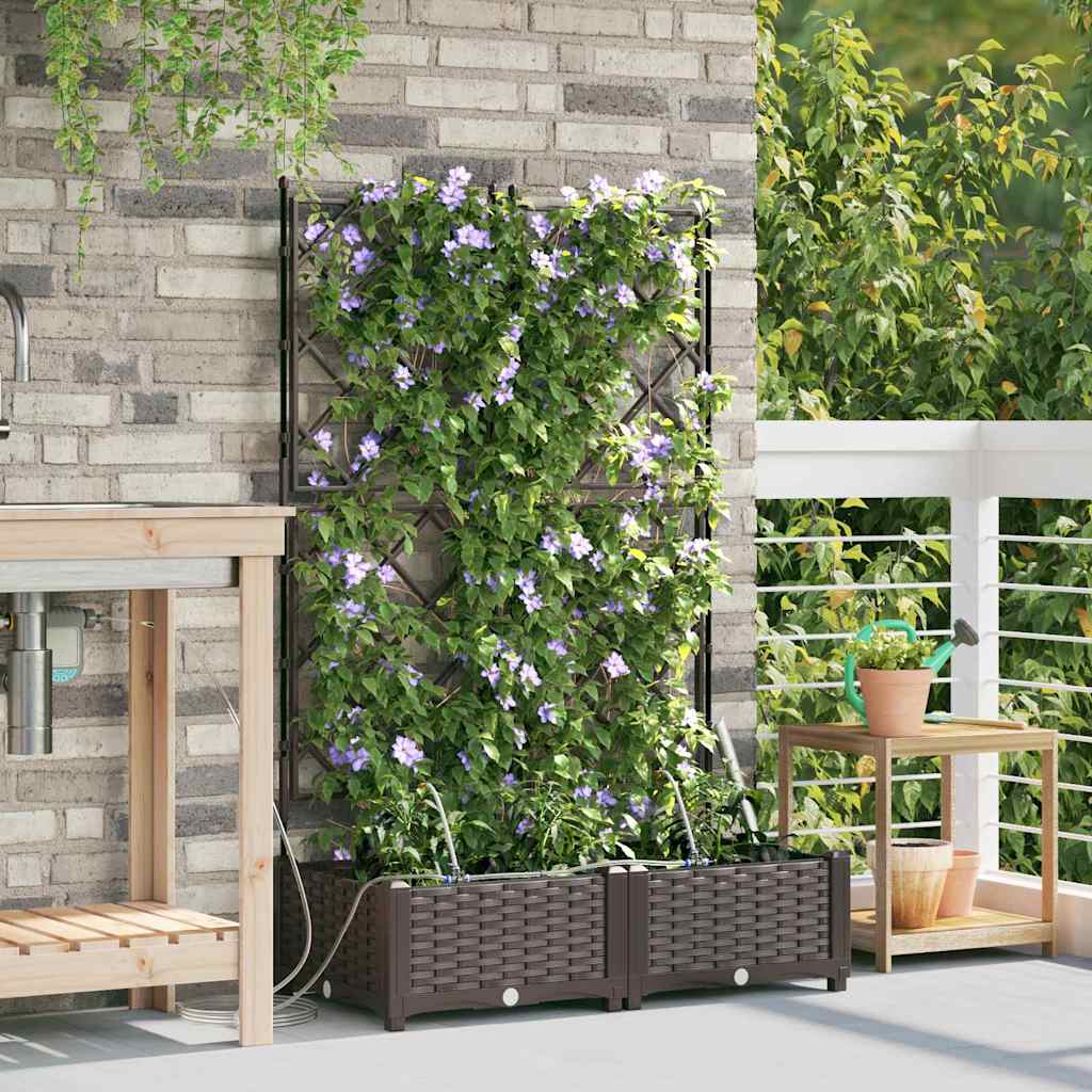 Vaso da giardino 2 pz Marrone 80 x 40 x 126 cm PP