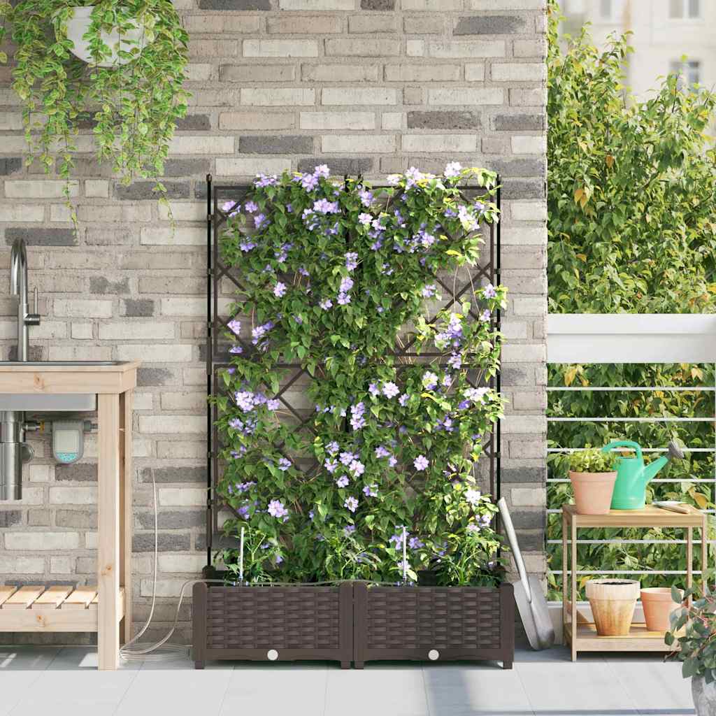 Vaso da giardino 2 pz Marrone 80 x 40 x 126 cm PP