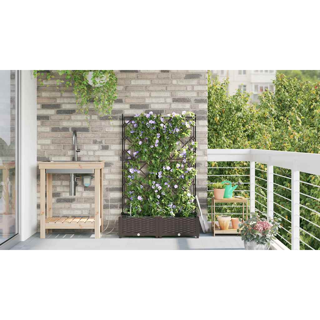 Vaso da giardino 2 pz Marrone 80 x 40 x 126 cm PP