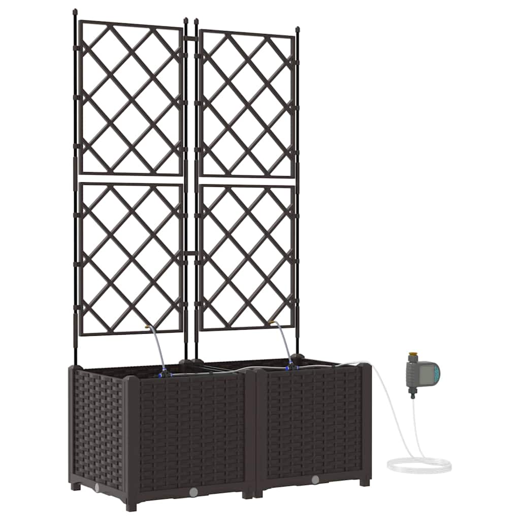 Vaso da giardino 2 pz Marrone 80 x 40 x 142 cm PP