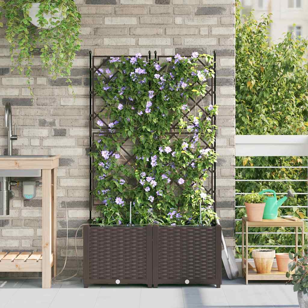 Vaso da giardino 2 pz Marrone 80 x 40 x 142 cm PP
