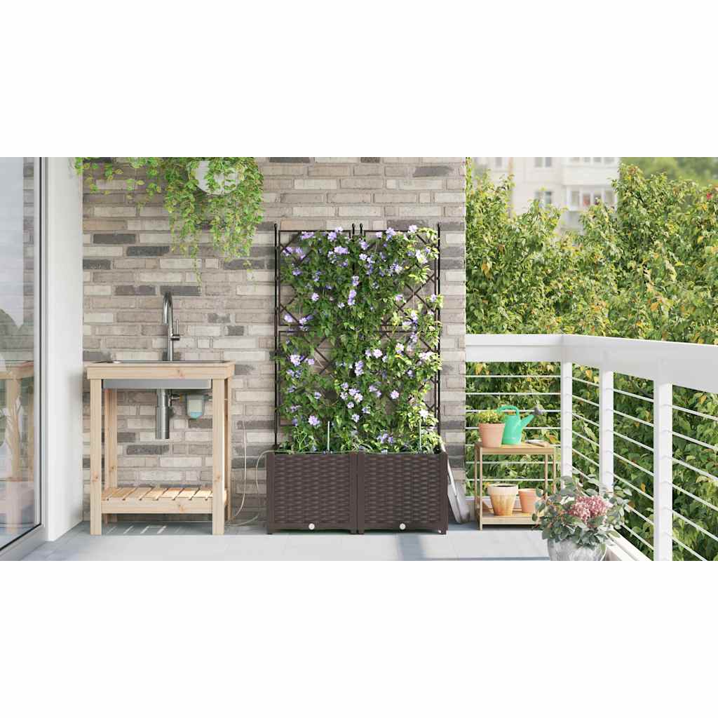 Vaso da giardino 2 pz Marrone 80 x 40 x 142 cm PP