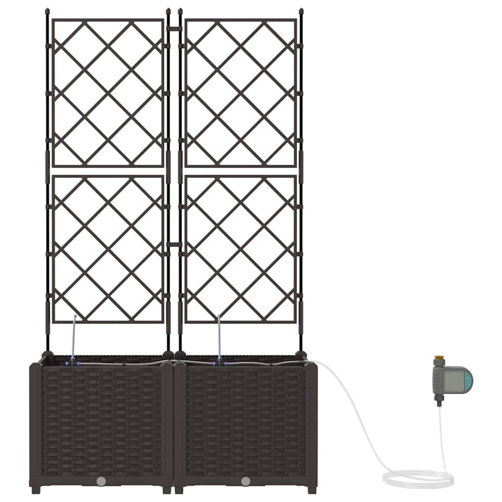 Vaso da giardino 2 pz Marrone 80 x 40 x 142 cm PP