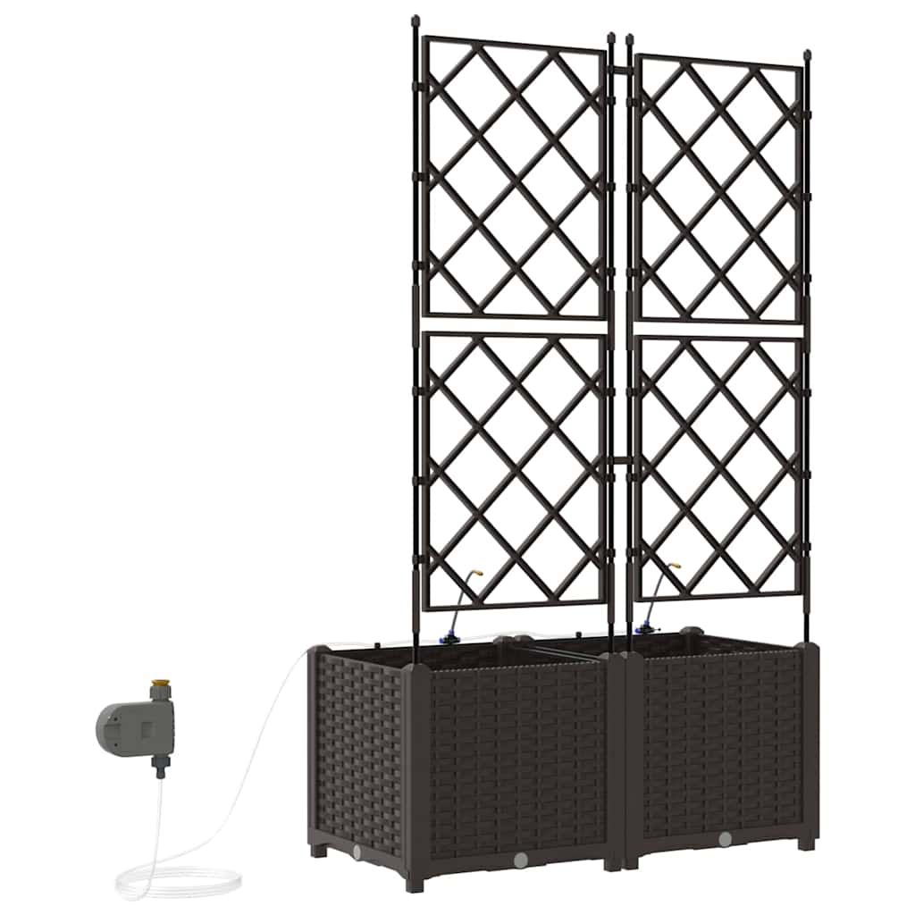 Vaso da giardino 2 pz Marrone 80 x 40 x 142 cm PP