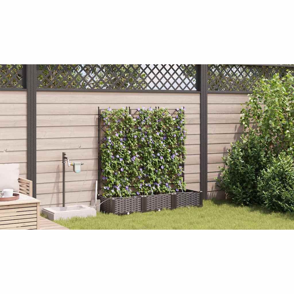 Vaso da giardino 3 pz Marrone 120 x 40 x 126 cm PP