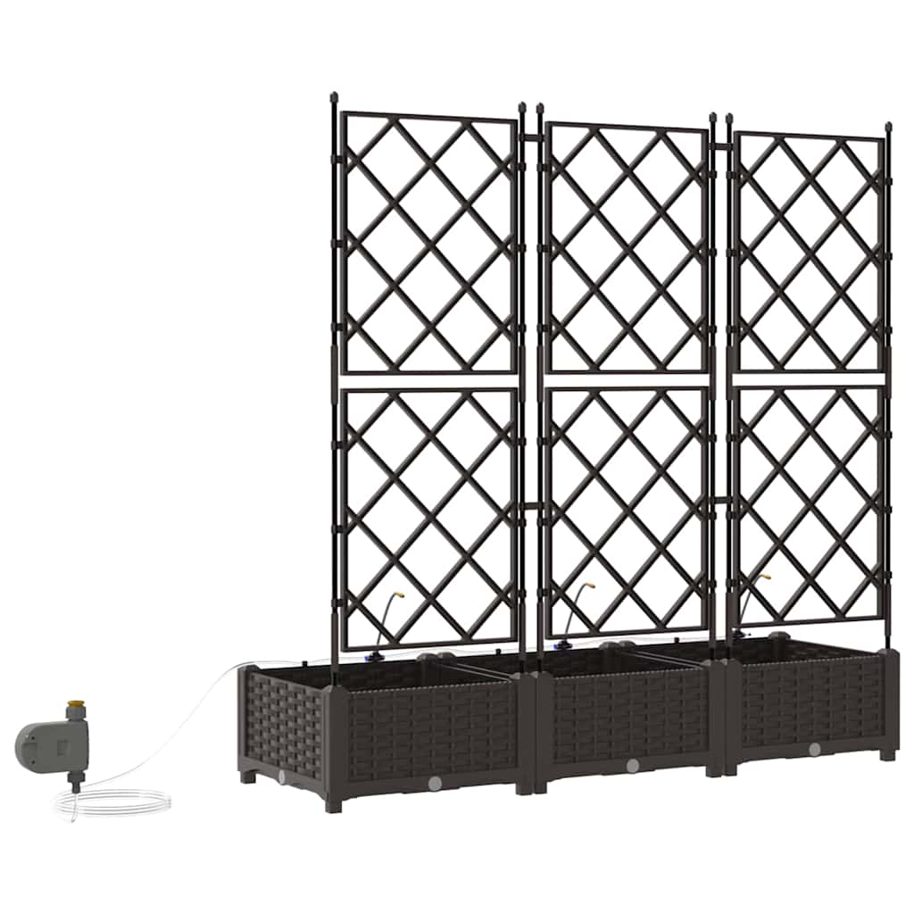 Vaso da giardino 3 pz Marrone 120 x 40 x 126 cm PP