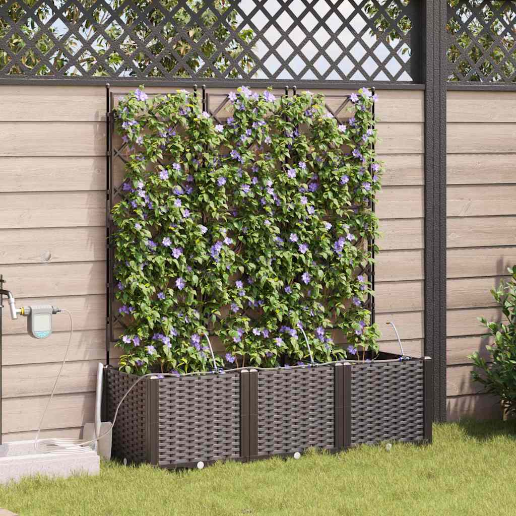 Vaso da giardino 3 pz Marrone 120 x 40 x 142 cm PP