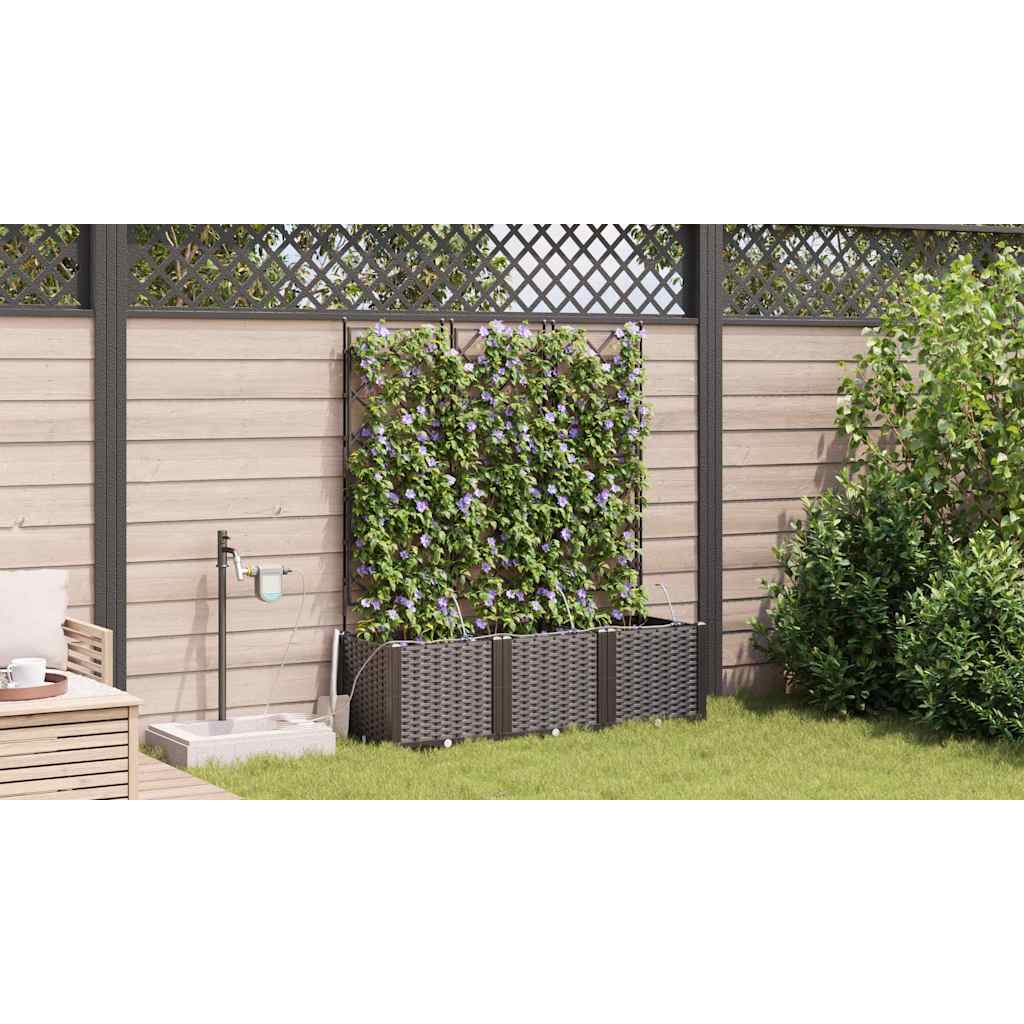 Vaso da giardino 3 pz Marrone 120 x 40 x 142 cm PP