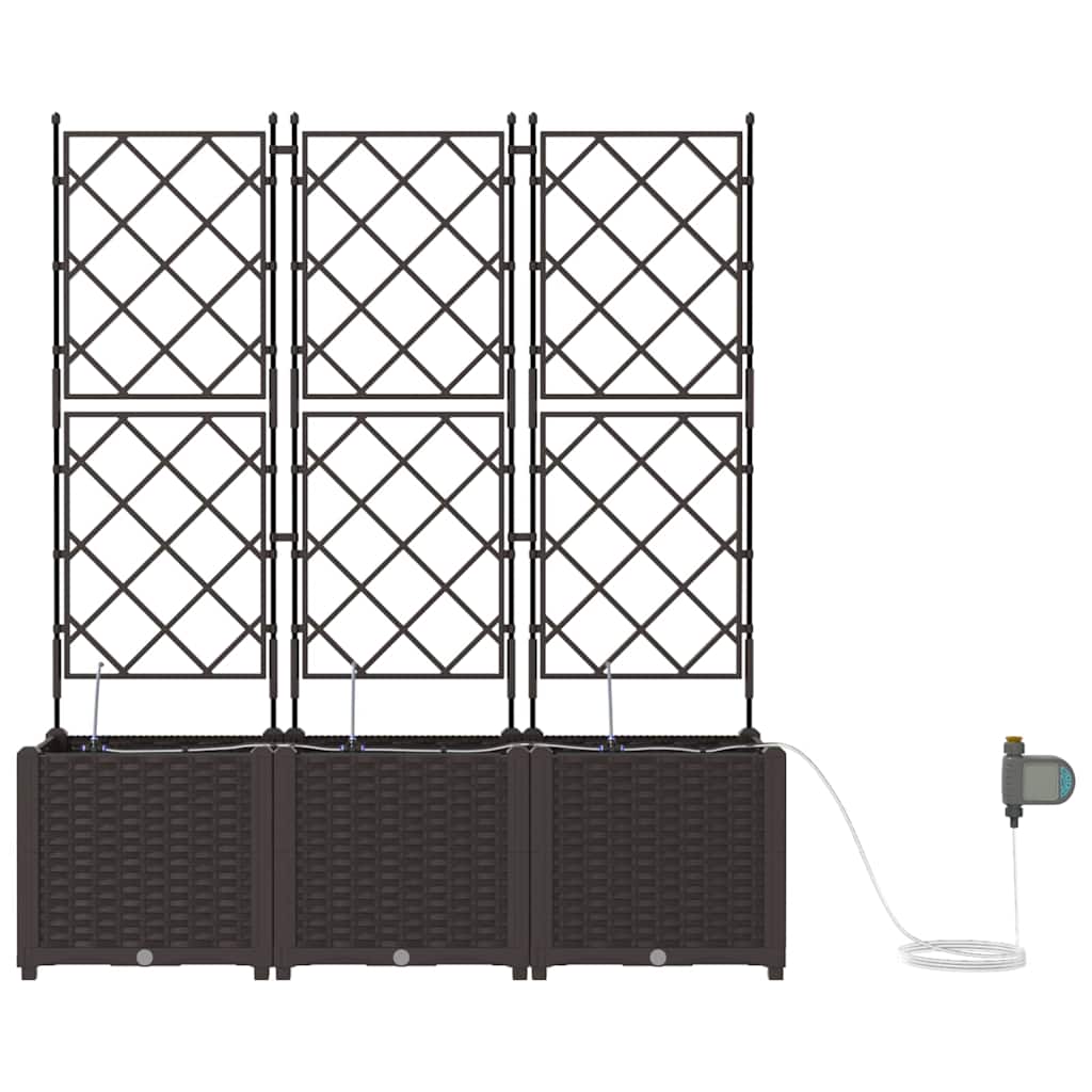 Vaso da giardino 3 pz Marrone 120 x 40 x 142 cm PP