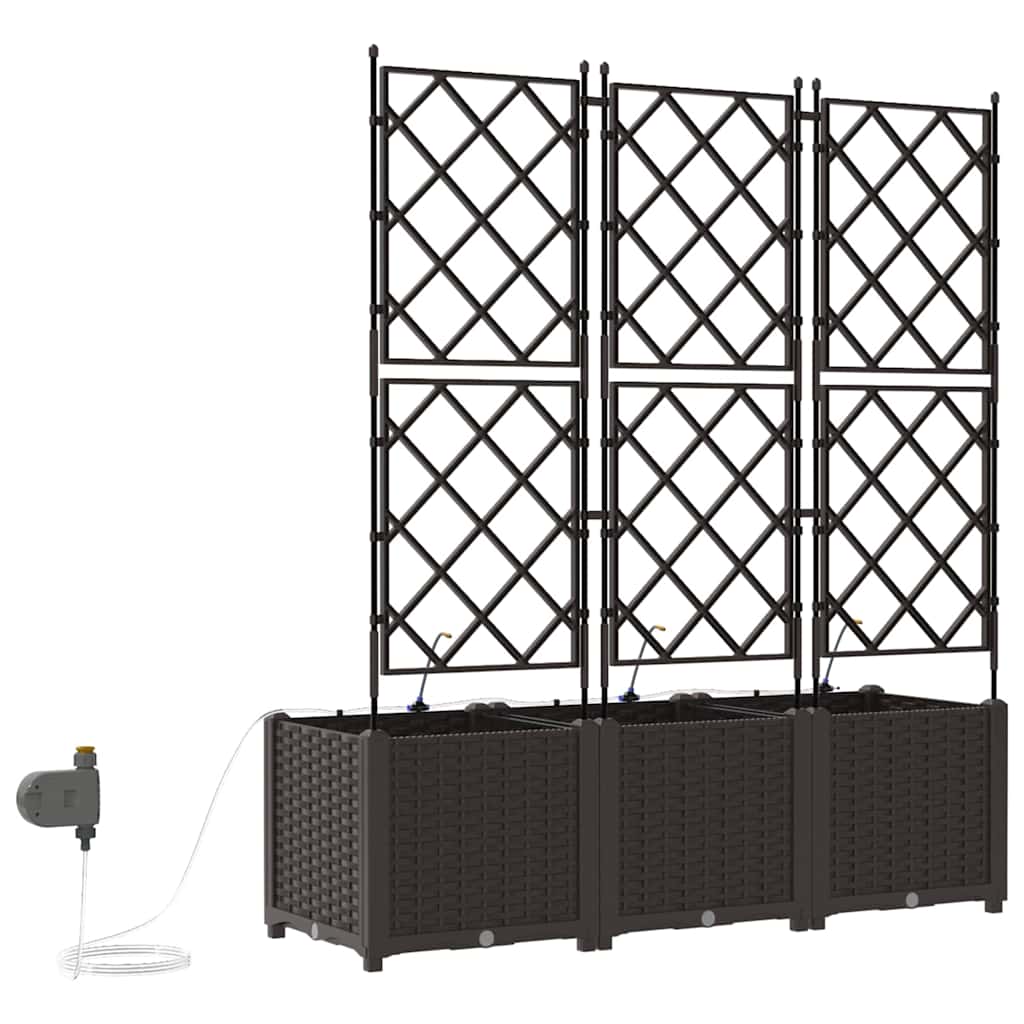 Vaso da giardino 3 pz Marrone 120 x 40 x 142 cm PP