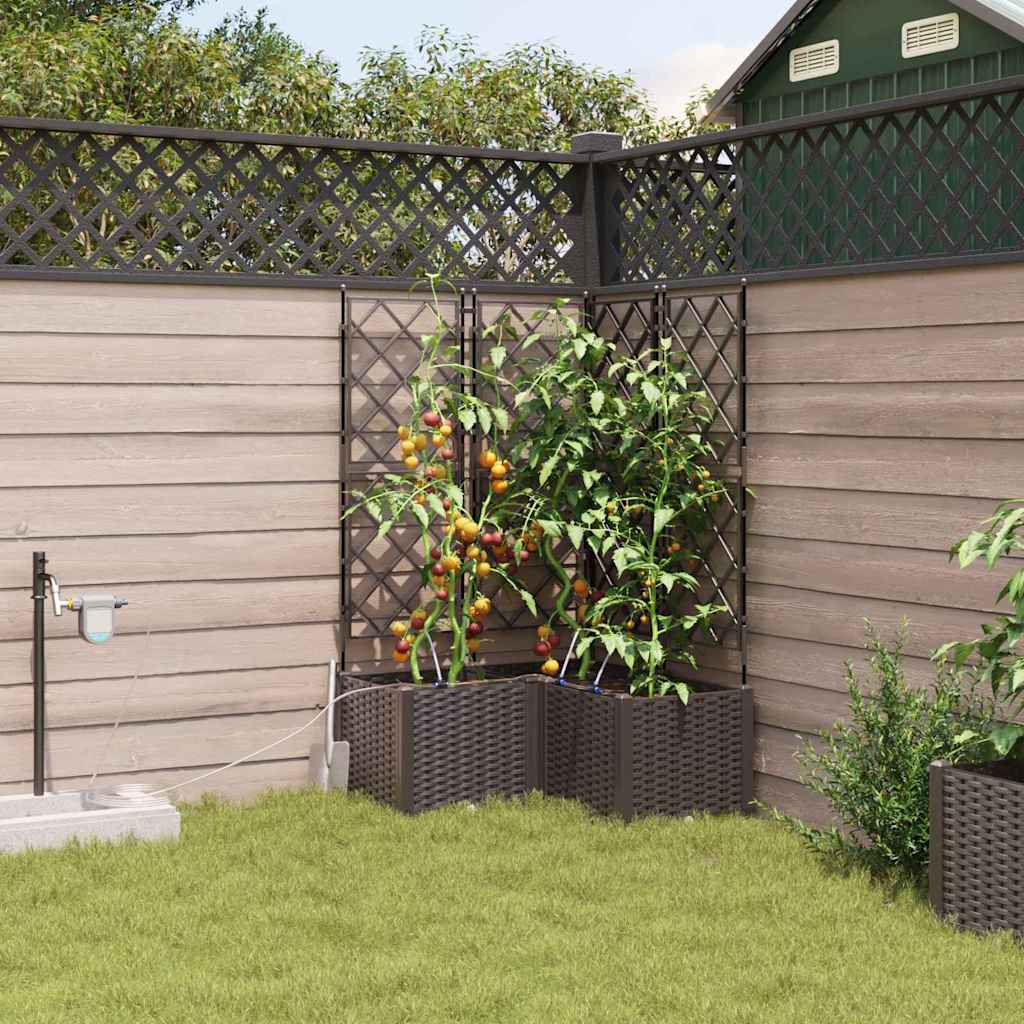 Vaso da giardino 3 pz Marrone 80 x 80 x 142 cm PP