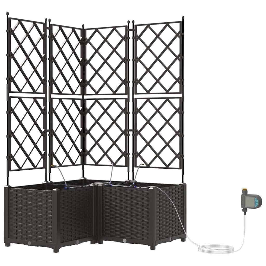 Vaso da giardino 3 pz Marrone 80 x 80 x 142 cm PP