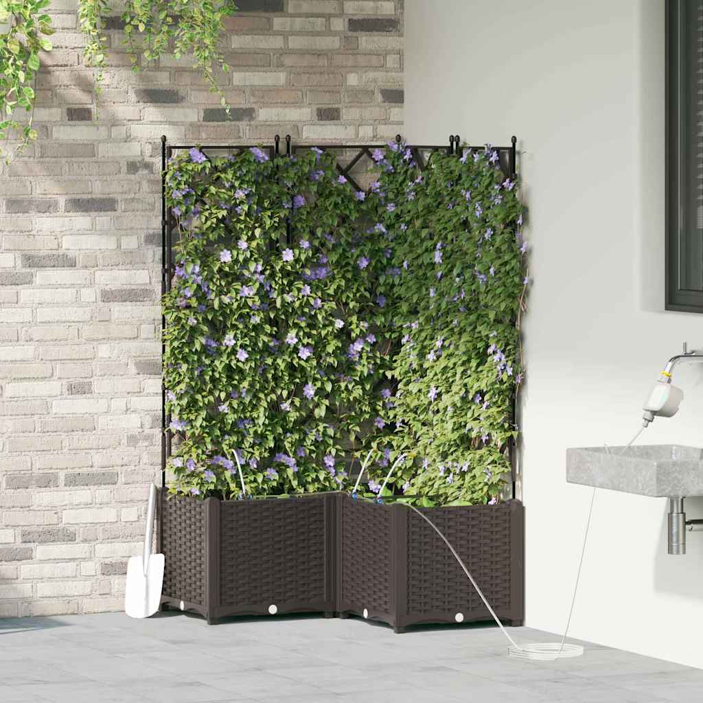 Vaso da giardino 3 pz Marrone 80 x 80 x 142 cm PP