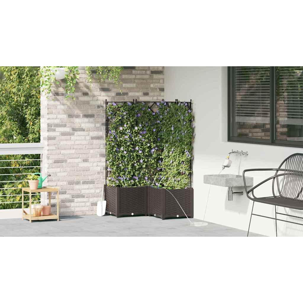 Vaso da giardino 3 pz Marrone 80 x 80 x 142 cm PP