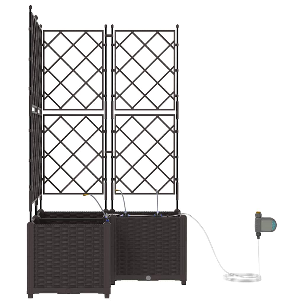 Vaso da giardino 3 pz Marrone 80 x 80 x 142 cm PP