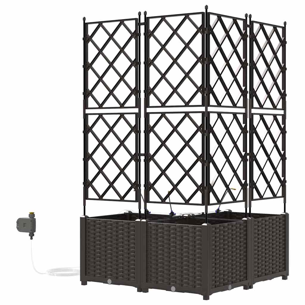 Vaso da giardino 3 pz Marrone 80 x 80 x 142 cm PP