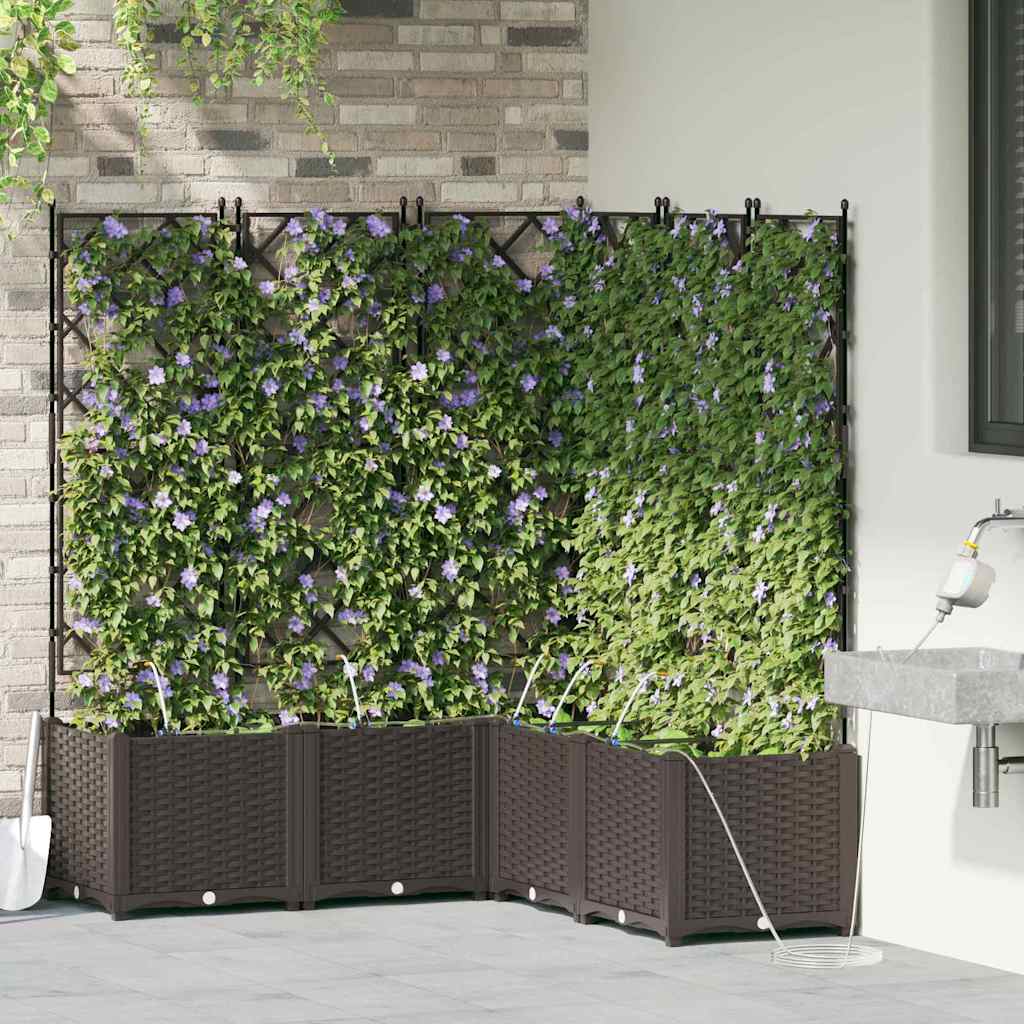 Vaso da giardino 5 pz Marrone 120 x 120 x 142 cm PP