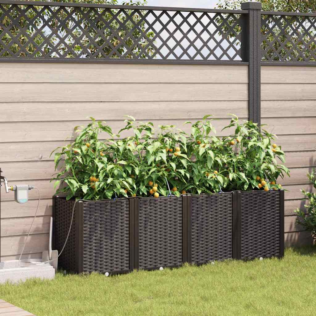 Vaso da giardino 4 pz Marrone 160 x 40 x 52 cm PP