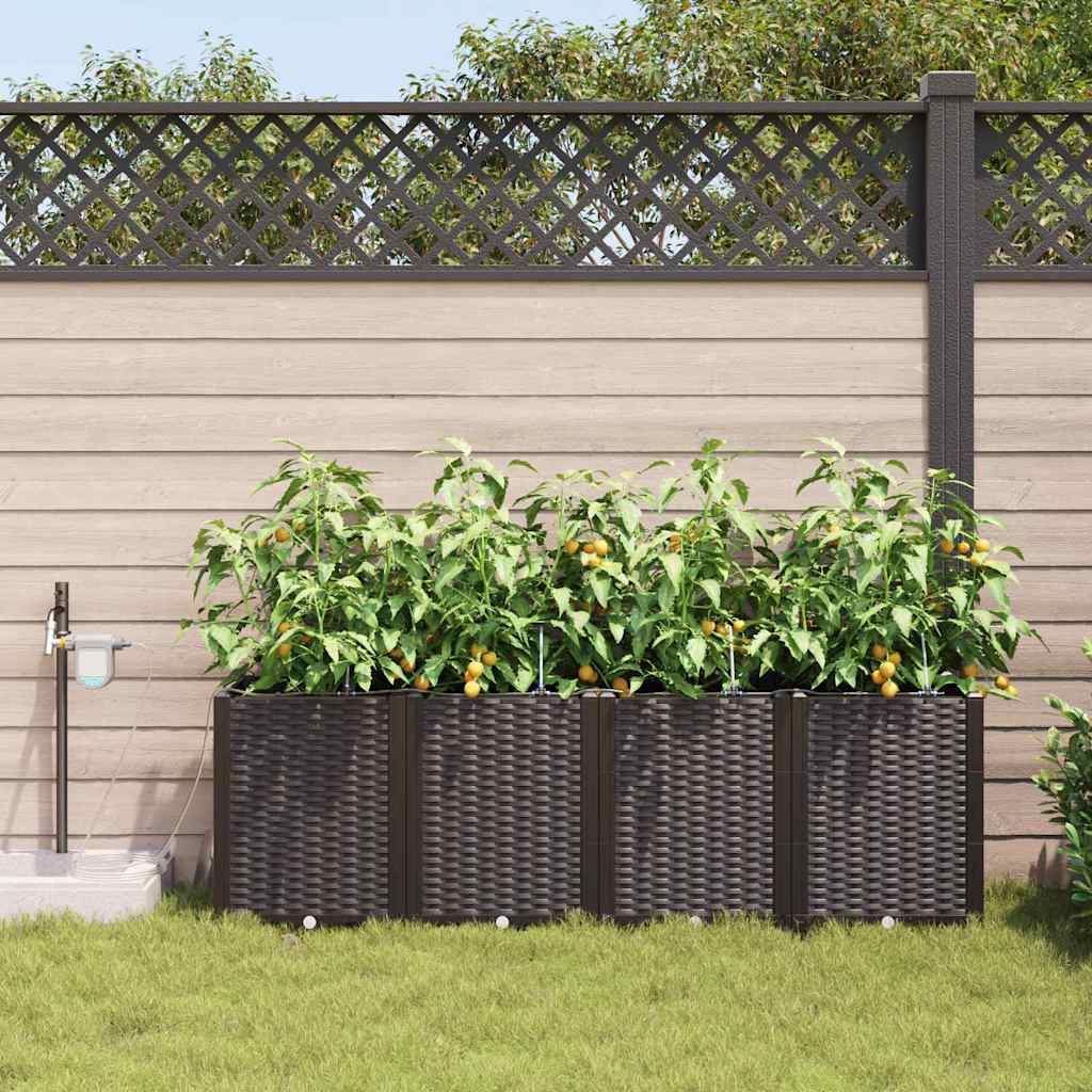 Vaso da giardino 4 pz Marrone 160 x 40 x 52 cm PP