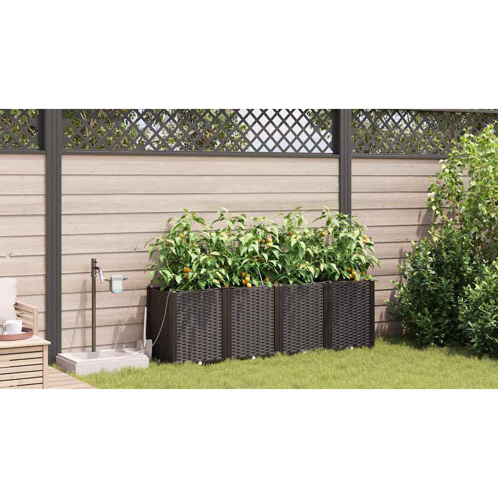 Vaso da giardino 4 pz Marrone 160 x 40 x 52 cm PP