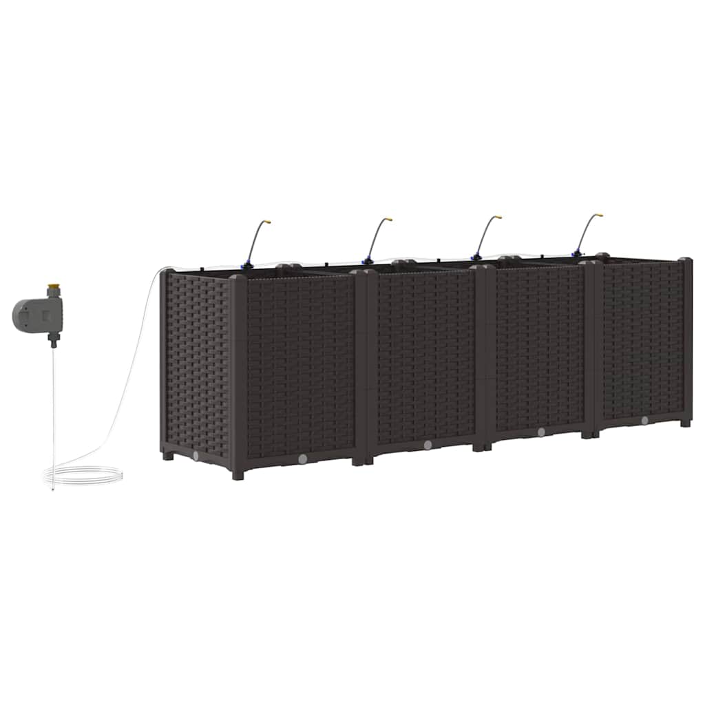 Vaso da giardino 4 pz Marrone 160 x 40 x 52 cm PP