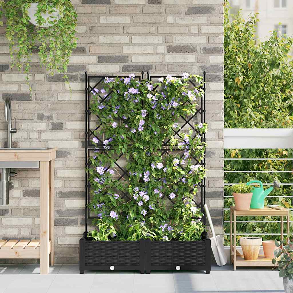 Vaso da giardino 2 pz Nero 80 x 40 x 125,5 cm PP