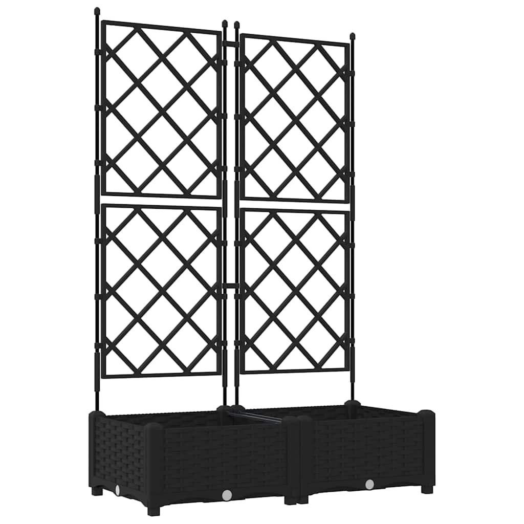 Vaso da giardino 2 pz Nero 80 x 40 x 125,5 cm PP