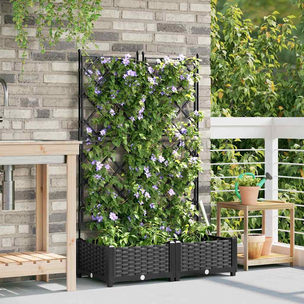 Vaso da giardino 2 pz Nero 80 x 40 x 125,5 cm PP