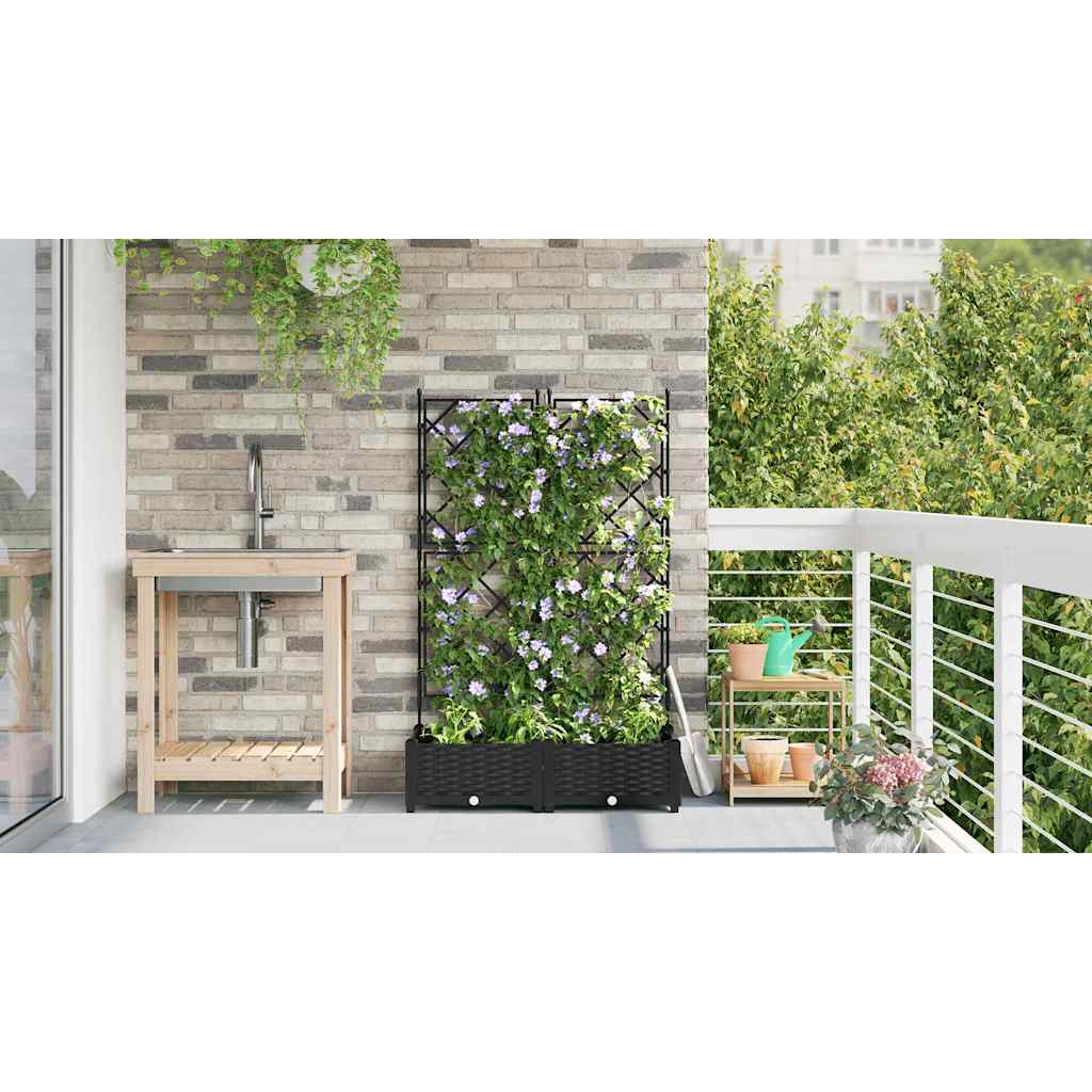 Vaso da giardino 2 pz Nero 80 x 40 x 125,5 cm PP