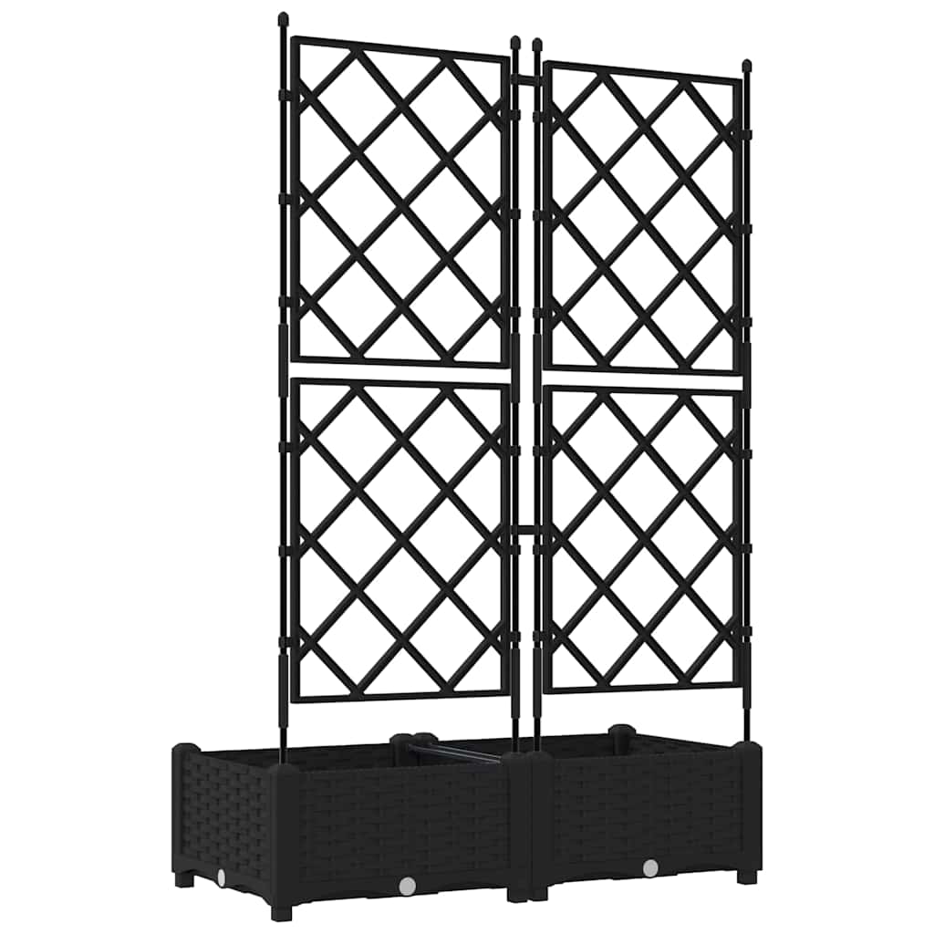 Vaso da giardino 2 pz Nero 80 x 40 x 125,5 cm PP