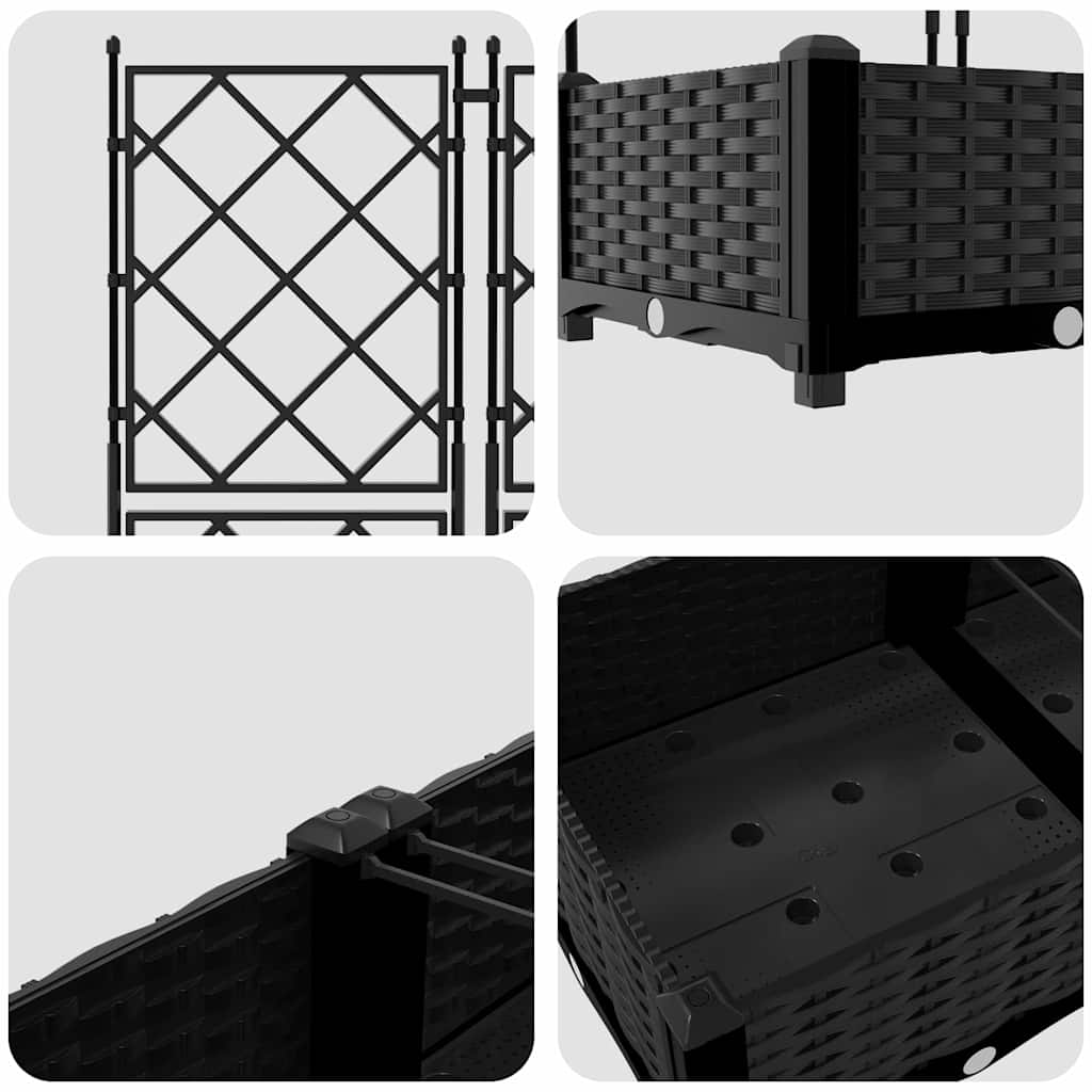Vaso da giardino 2 pz Nero 80 x 40 x 125,5 cm PP