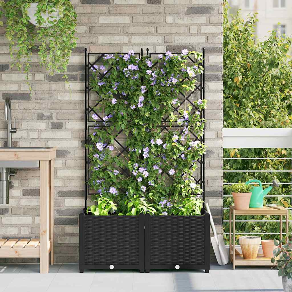 Vaso da giardino 2 pz Nero 80 x 40 x 143 cm PP