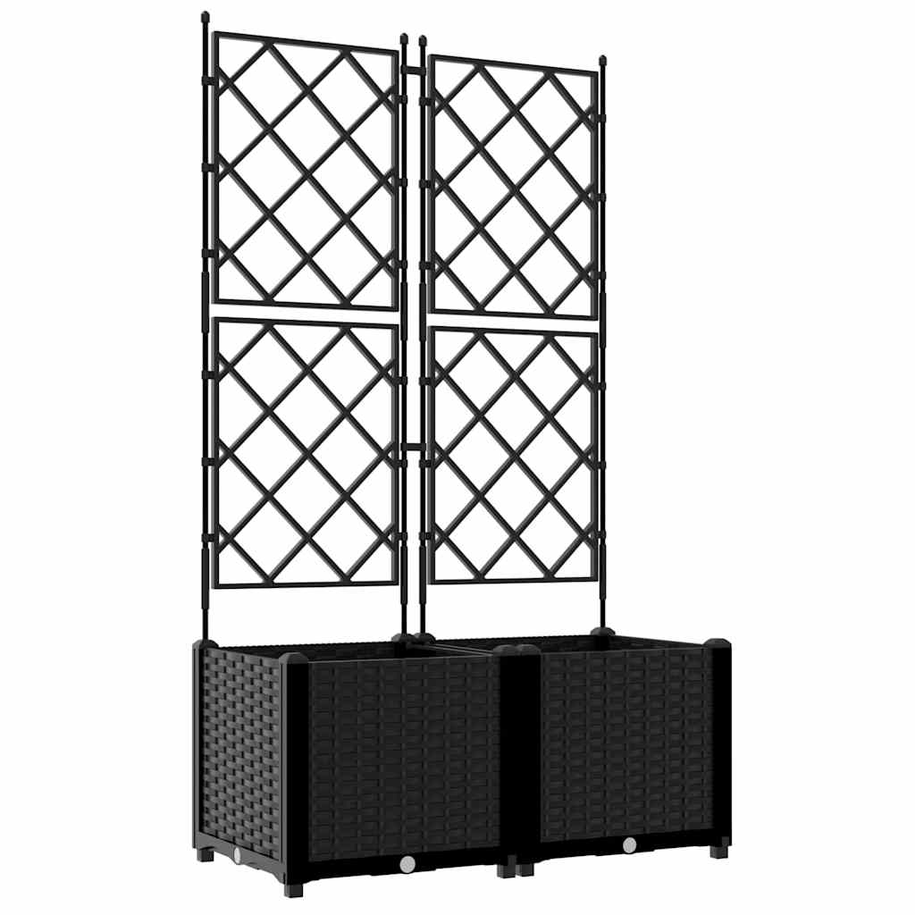 Vaso da giardino 2 pz Nero 80 x 40 x 143 cm PP
