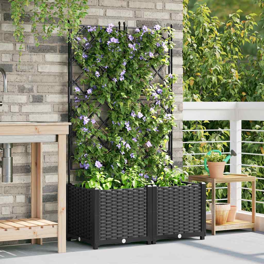 Vaso da giardino 2 pz Nero 80 x 40 x 143 cm PP
