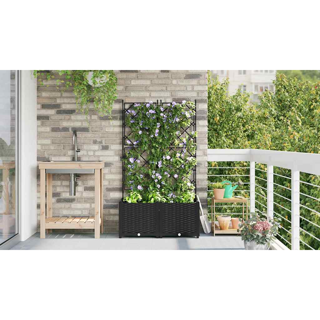 Vaso da giardino 2 pz Nero 80 x 40 x 143 cm PP