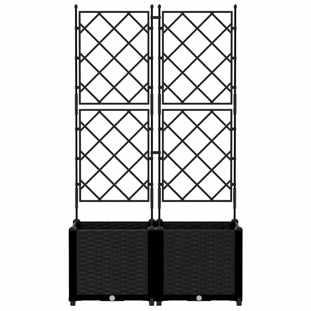 Vaso da giardino 2 pz Nero 80 x 40 x 143 cm PP