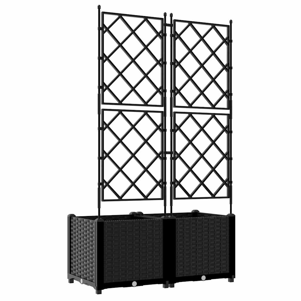 Vaso da giardino 2 pz Nero 80 x 40 x 143 cm PP
