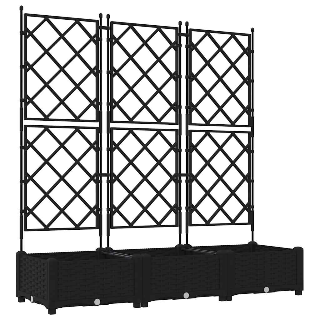 Vaso da giardino 3 pz Nero 120 x 40 x 125,5 cm PP