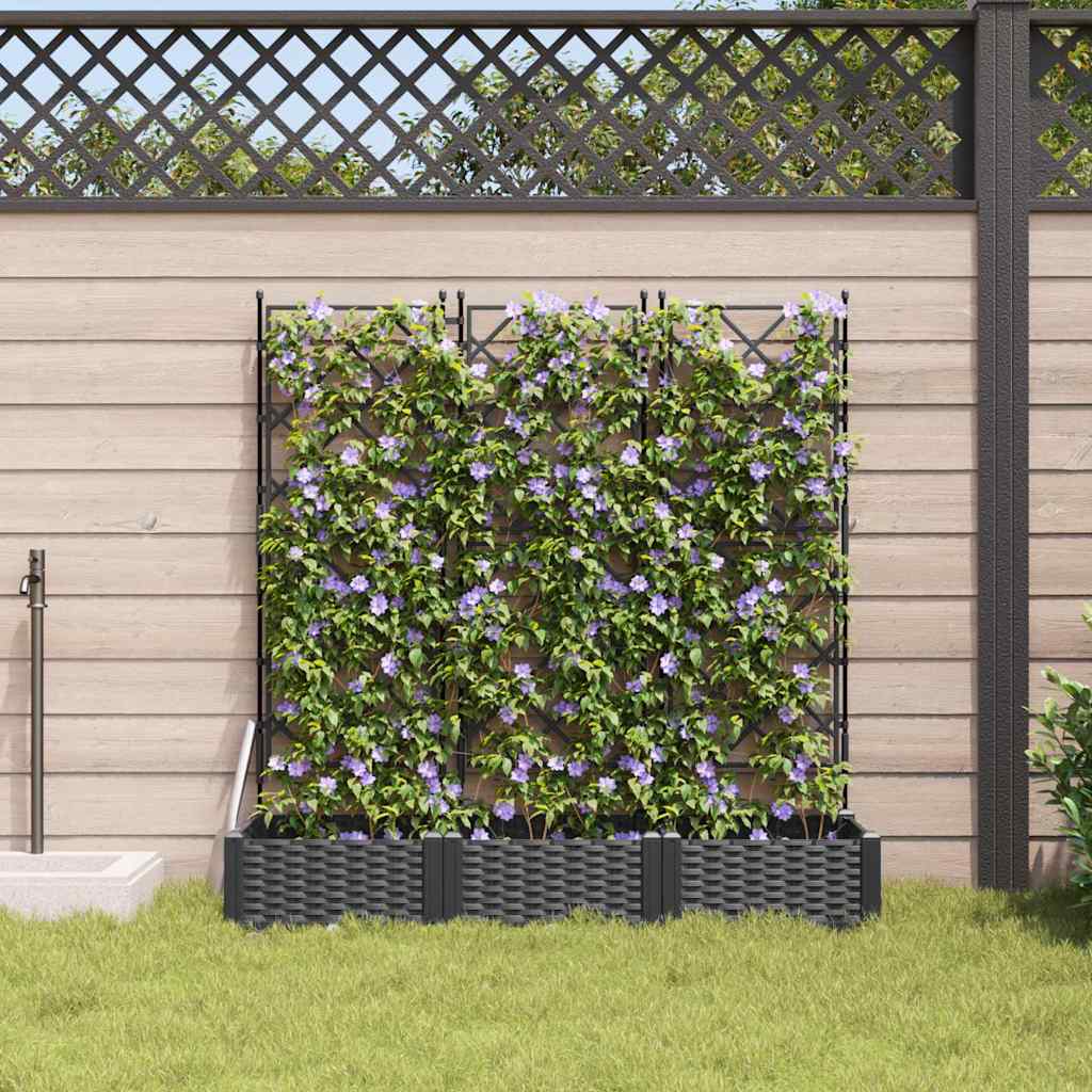 Vaso da giardino 3 pz Nero 120 x 40 x 125,5 cm PP