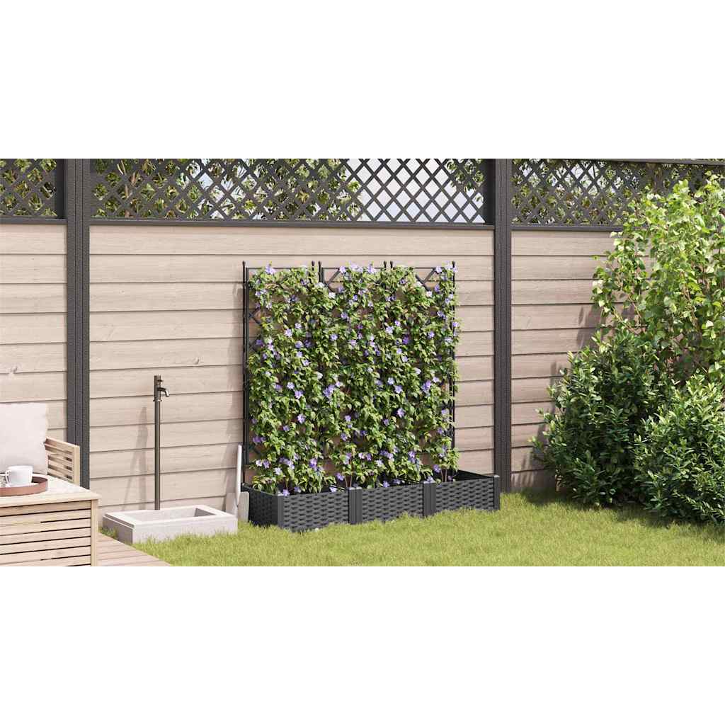 Vaso da giardino 3 pz Nero 120 x 40 x 125,5 cm PP