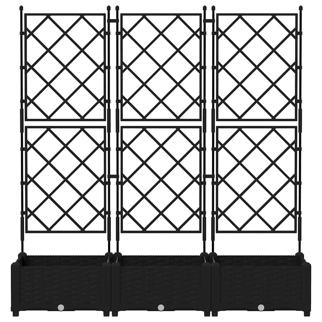 Vaso da giardino 3 pz Nero 120 x 40 x 125,5 cm PP