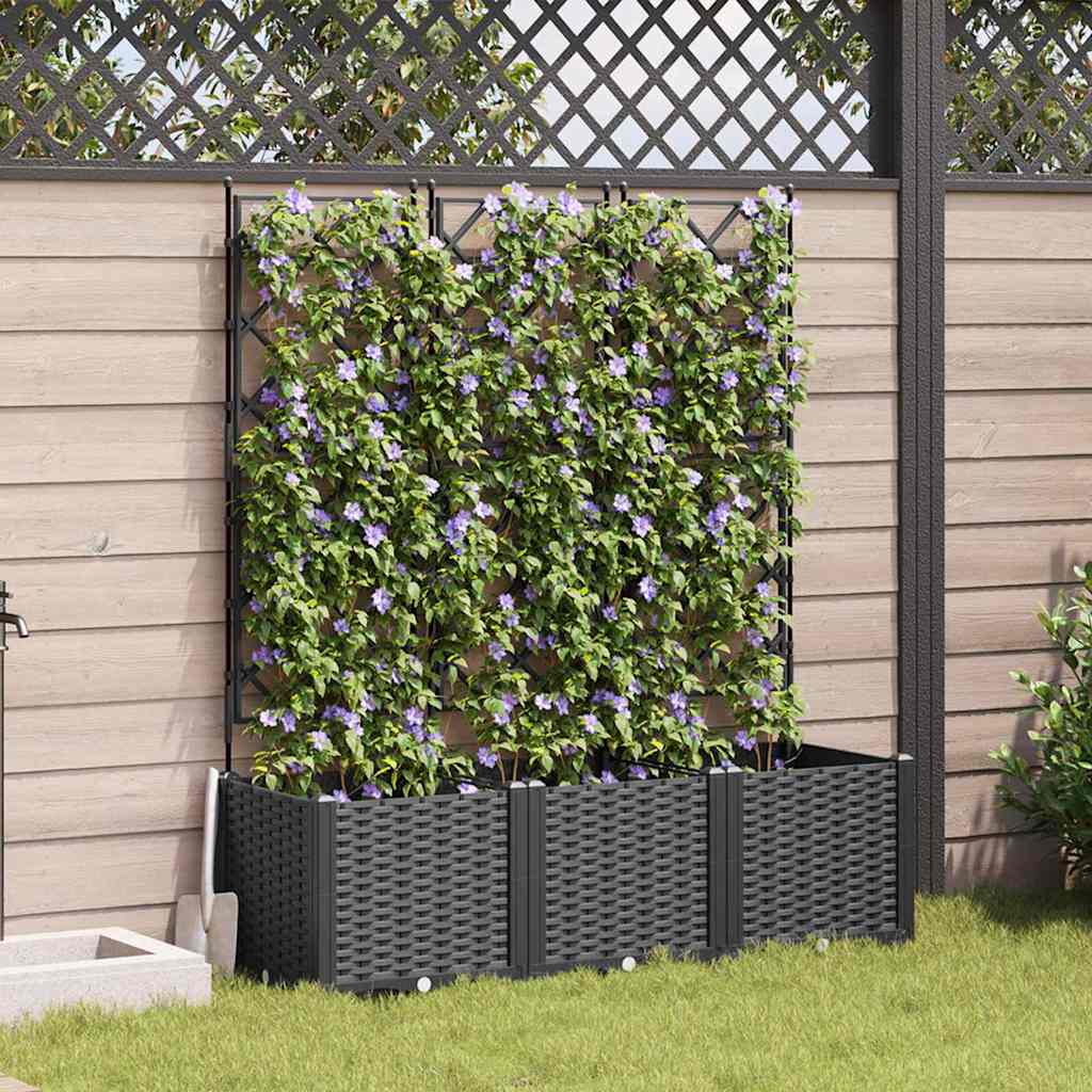 Vaso da giardino 3 pz Nero 120 x 40 x 143 cm PP