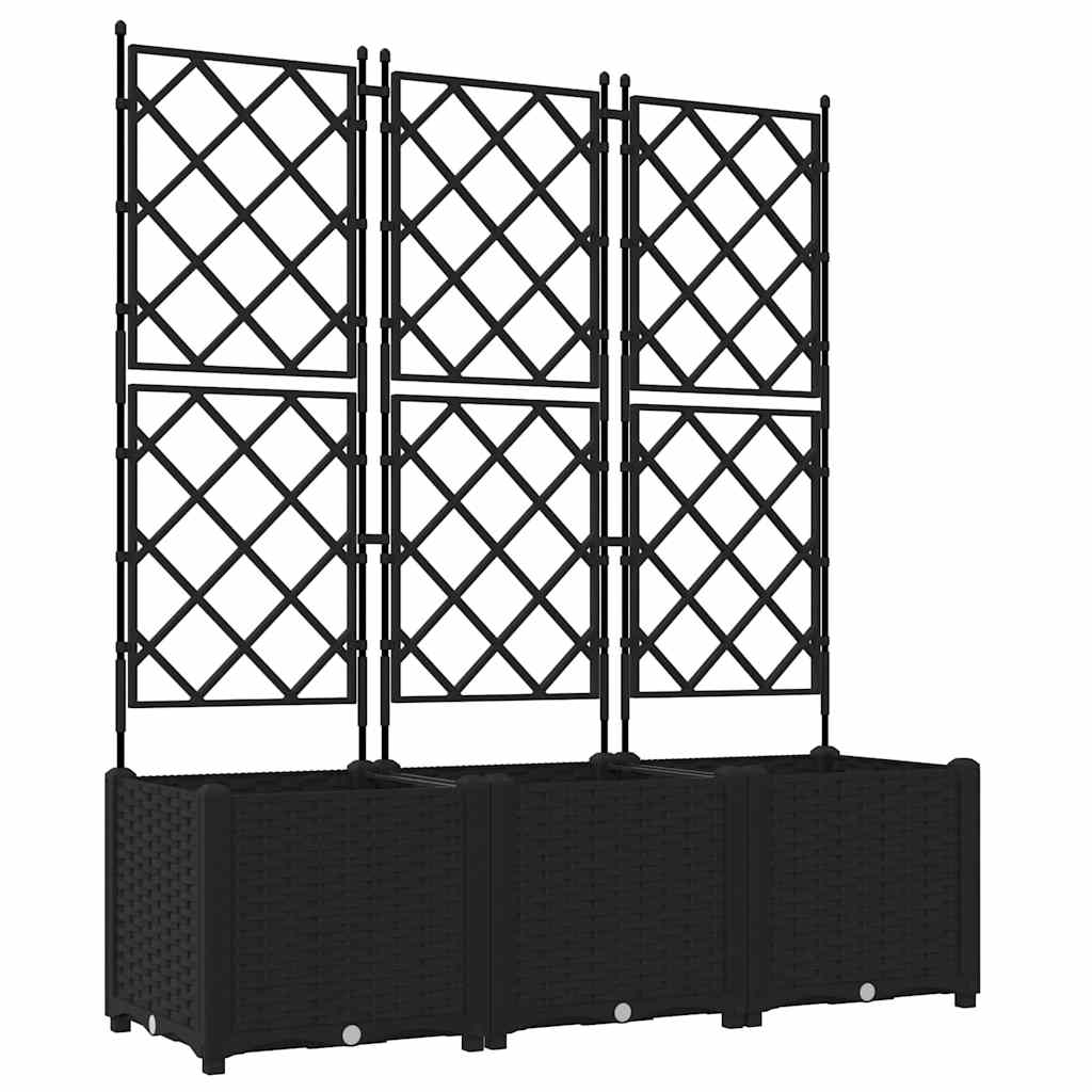 Vaso da giardino 3 pz Nero 120 x 40 x 143 cm PP