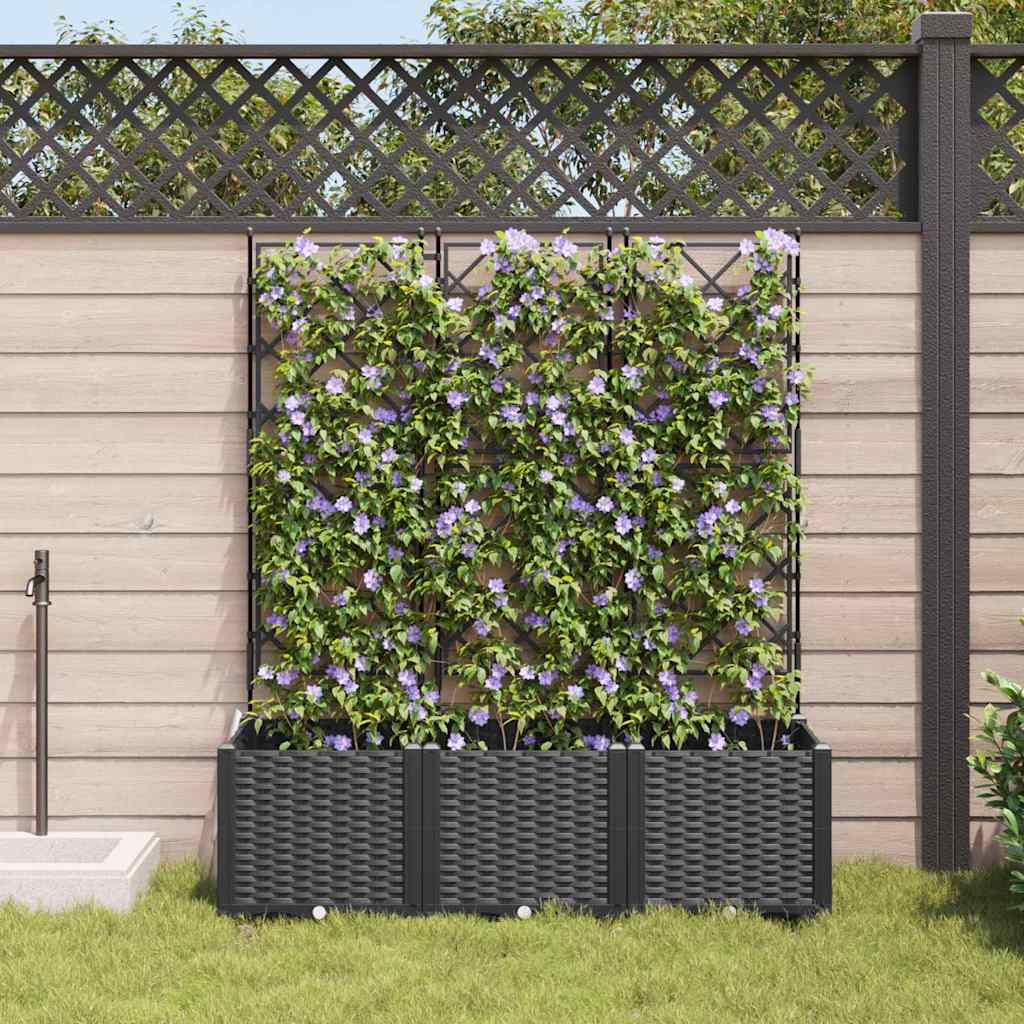 Vaso da giardino 3 pz Nero 120 x 40 x 143 cm PP