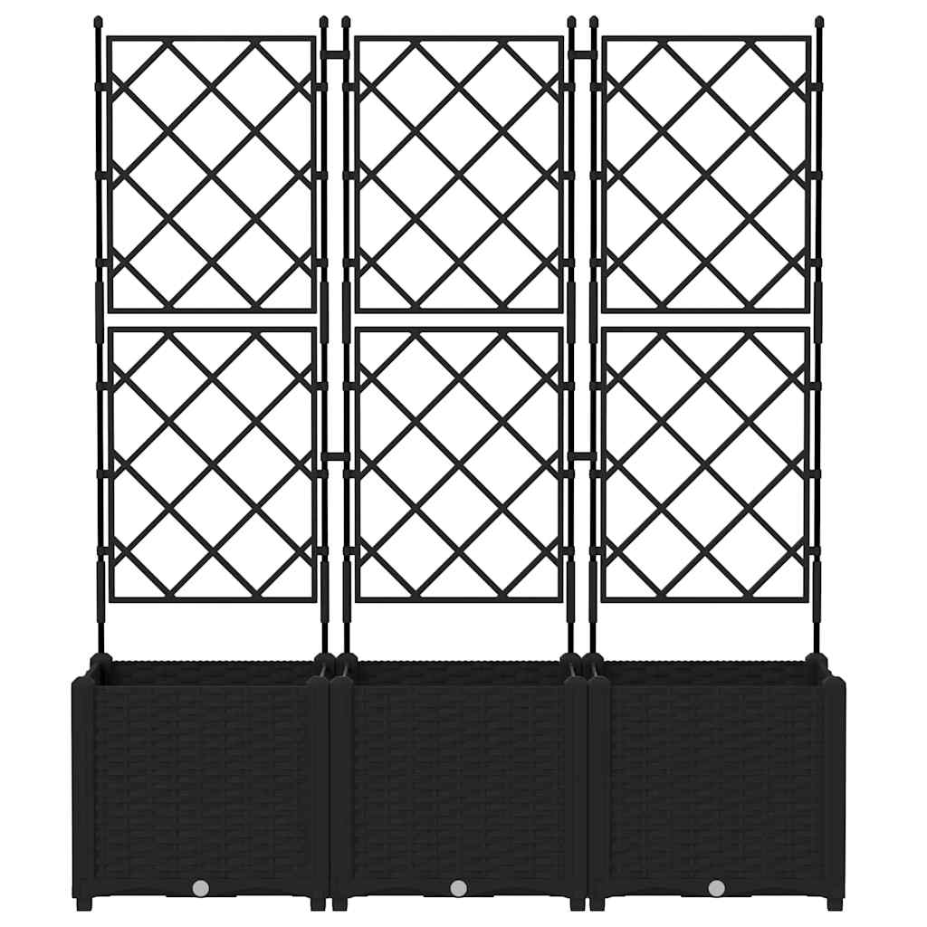 Vaso da giardino 3 pz Nero 120 x 40 x 143 cm PP