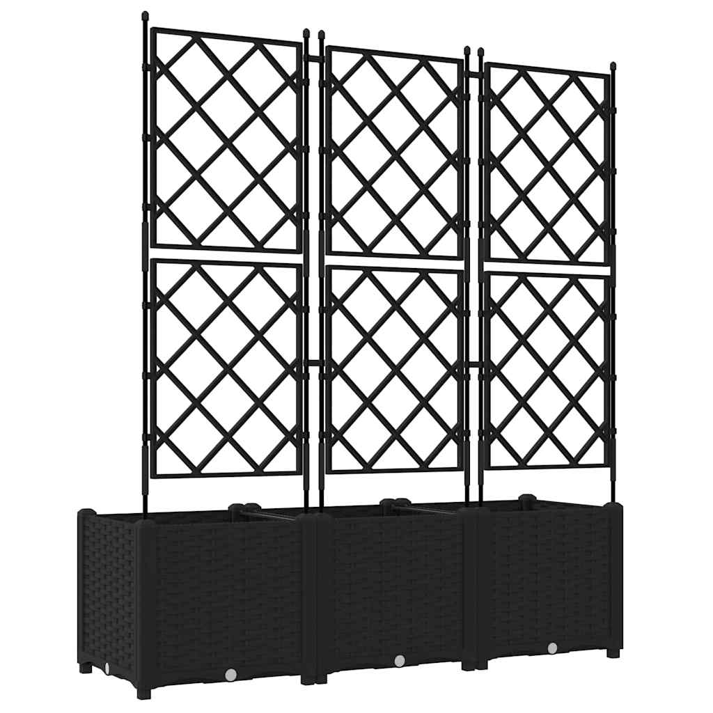 Vaso da giardino 3 pz Nero 120 x 40 x 143 cm PP