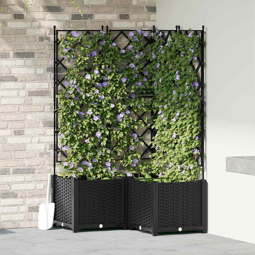 Vaso da giardino 3 pz Nero 80 x 80 x 143 cm PP